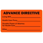 2" x 1" Orange Advance Directive Medical Healthcare Labels