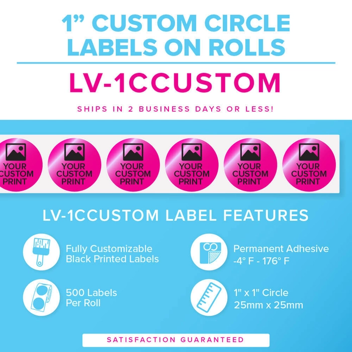Custom 2-Inch Circle Roll Stickers – Your Design, Bulk Print, Waterproof, Made In USA