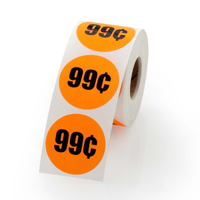 99 Cents Orange Circle Stickers | LabelValue