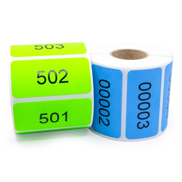 Custom Color Coded Consecutively Numbered Labels 2 x 1" Free Shipping
