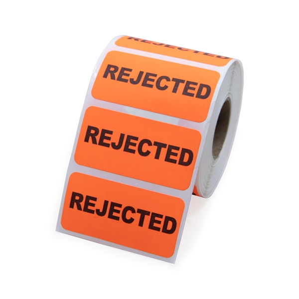 REJECTED Labels 2” x 1” – Bold Fluorescent Warning Stickers | LabelValue