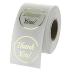 Clear Thank You Stickers Gold Foil 1.5"