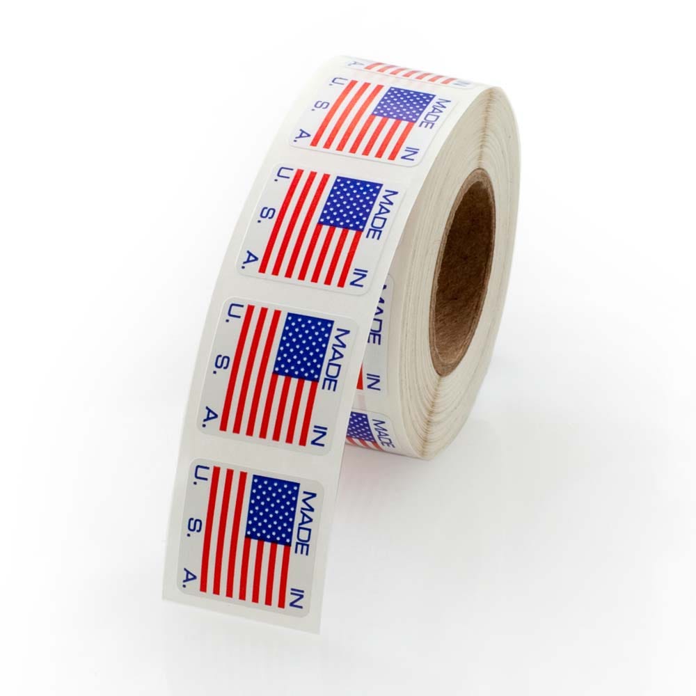 10 Rolls MADE IN THE USA with American Flag Stickers Badge Manufacturer Labels 