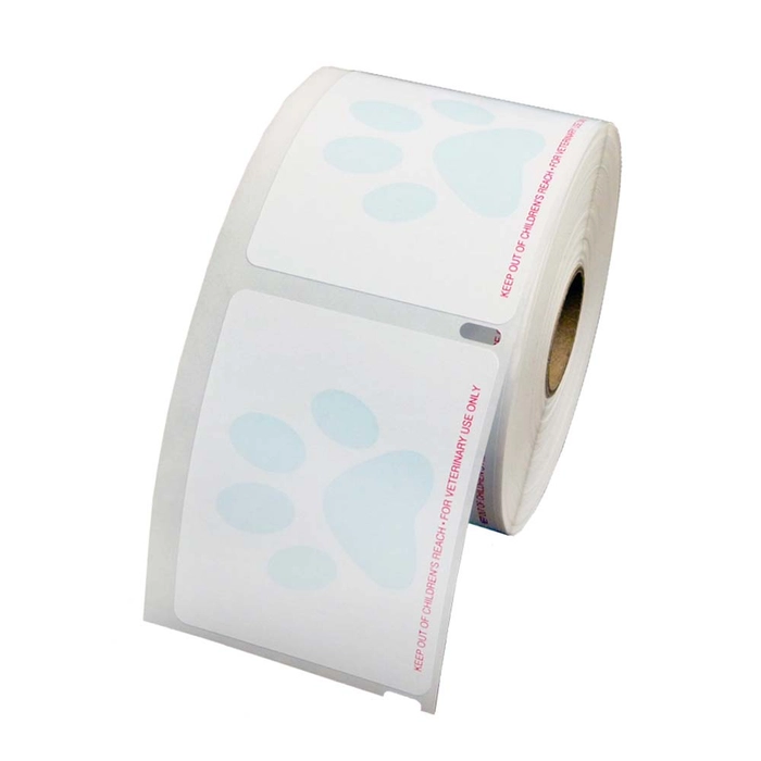 Veterinary Prescription Labels with Paw Print and Warning - Free Shipping