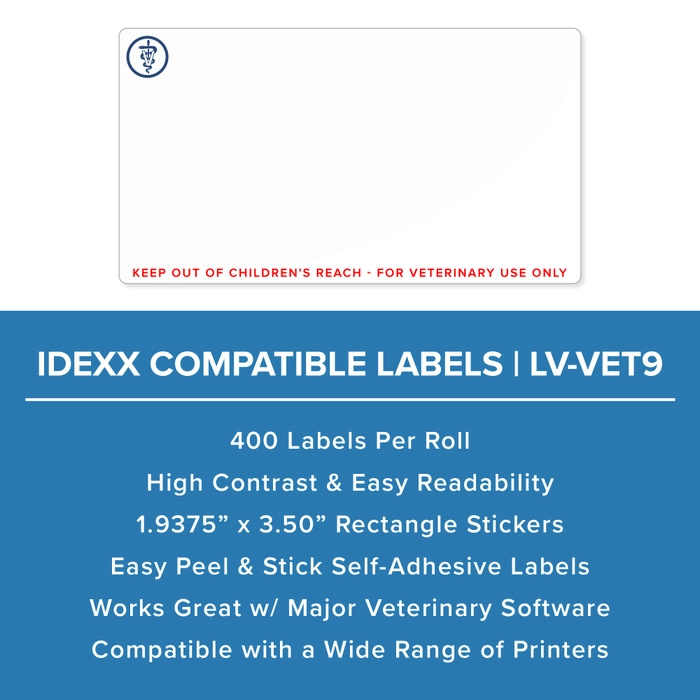 Zebra/Dymo IDEXX Veterinary Prescription Labels 1.9375" x 3.5" LabelValue