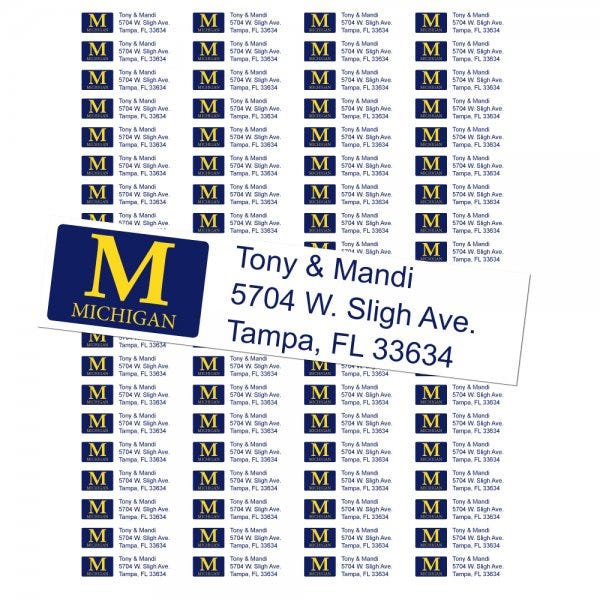 University of Michigan Wolverines Custom Return Address Labels Free